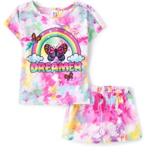 imageThe Childrens Place girls Short Sleeve Top and Shorts 2 Piece Pajama SetPeony Petals Dreamer