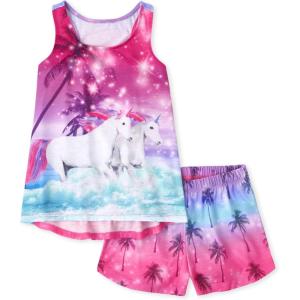 imageThe Childrens Place girls Sleeveless Tank Top and Short 2 Piece Pajama SetOmbre Unicorn