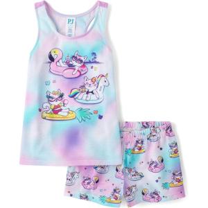 imageThe Childrens Place girls Tank Top and Shorts 2 Piece Pajama SetTime for Teal