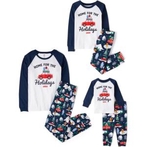 imageThe Childrens Place unisexbaby Family Matching Christmas and Holiday Pajama Sets CottonBlue Home for the Holidays