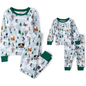 imageThe Childrens Place unisexbaby Family Matching Christmas and Holiday Pajama Sets CottonBlue Ski
