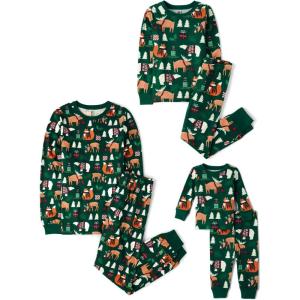 imageThe Childrens Place unisexbaby Family Matching Christmas and Holiday Pajama Sets CottonGreen Christmas Woodland Animals