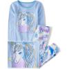 imageThe Childrens Place Girls Long Sleeve Top and Pants Snug FitBlue Horse Tie Dye