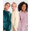imageThe Childrens Place girls Long Sleeve Hooded Fleece Full Zip UpLight Lavendor Velour Rib