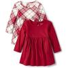imageThe Childrens Place Baby Girls Long Sleeve Everday Casual Dress BodysuitRedWhite Plaid
