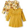 imageThe Childrens Place Baby Girls Long Sleeve Everday Casual Dress BodysuitSunflower 2pack