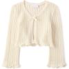 imageThe Childrens Place Girls Long Bell Sleeve Tie Front Layering CardiganFair Ivory