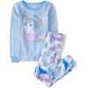 imageThe Childrens Place Girls Long Sleeve Top and Pants Snug FitBlue Horse Tie Dye
