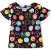 imageThe Childrens Place Girls Short Sleeve Ruffle Print TopBlack Doodle Icons