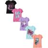 imageThe Childrens Place Girls Trends Icons Short Sleeve Graphic Tshirts 5PackUnicornOwlLoveMoonButterfly