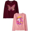 imageThe Childrens Place Girls UnicornsSportsButterflies Long Sleeve Graphic TShirts2 PackUnicorn ButterfliesButterfly