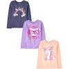 imageThe Childrens Place Girls UnicornsSportsButterflies Long Sleeve Graphic TShirts3 PackCat SunglassesRainbowUnicorn