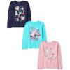 imageThe Childrens Place Girls UnicornsSportsButterflies Long Sleeve Graphic TShirts3 PackIce SkatesWinter IconsSnowflakes