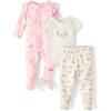 imageThe Childrens Place Unisex Baby And Newborn 100 Cotton Take Me Home 3piece Long Short Sleeve Bodysuit and PantRose Mist