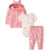 imageThe Childrens Place Unisex Baby And Newborn 3 Piece Set Long Sleeve Jacketshort Sleeve Bodysuit and PantWhite Daisy