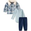 imageThe Childrens Place babyboys 3 Piece Set Long Jacketshort Sleeve Bodysuit and PantStonybrook
