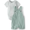 imageThe Childrens Place babyboys And Newborn Short Sleeve Bodysuit and Overalls 2 Piece Playwear SetOlive