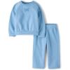 imageThe Childrens Place babygirls And Toddler Active Long Sleeve Premium Fleece Sweatshirt and Pants 2piece Outfit SetPearl Blue Crochet