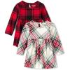 imageThe Childrens Place babygirls Long Sleeve 100 Cotton Onesie BodysuitsRed PlaidWhite Stripe