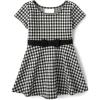 imageThe Childrens Placeand Toddler Girls Short Sleeve Fashion DressBlack and White Gingham