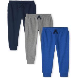 imageThe ChildrenS Place Boys Active Fleece Jogger SweatpantsNavyGrayBlue 3pack
