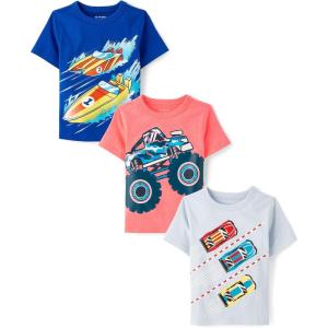 imageThe Childrens Place Baby Boys Graphic TShirts 3PackBoatsTruckRacers 3pack