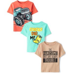 imageThe Childrens Place Baby Boys Graphic TShirts 3PackChickHandsomeMonster Truck