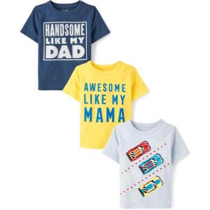 imageThe Childrens Place Baby Boys Graphic TShirts 3PackHandsomeAwesomeCars
