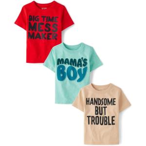 imageThe Childrens Place Baby Boys Graphic TShirts 3PackHandsomeMess MakerMamas Boy
