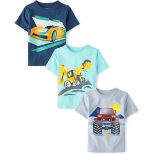 imageThe Childrens Place Baby Boys Graphic TShirts 3PackMonster TruckRacecarConstruction