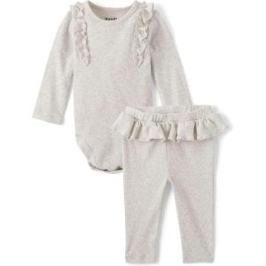 imageThe Childrens Place Baby Girls Long Sleeve Bodysuit and Pants 2 Piece SetLunar