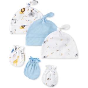 imageThe Childrens Place Baby Knotted Hat and Mittens SetAlphabetStripeAnimal