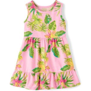 imageThe Childrens Place BabyGirls and Toddler Tiered Dress Short SleeveLuau Floral