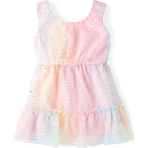 imageThe Childrens Place BabyGirls and Toddler Tiered Dress Short SleeveRainbow Mesh