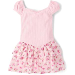 imageThe Childrens Place BabyGirls and Toddler Tiered Dress Short SleeveRosie Pink