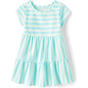imageThe Childrens Place BabyGirls and Toddler Tiered Dress Short SleeveSeagrove Stripe