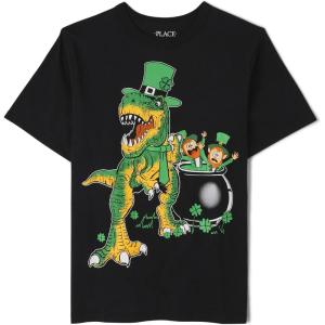 imageThe Childrens Place Boys All Holidays Short Sleeve Graphic TShirtstShirtSt Patricks Dino