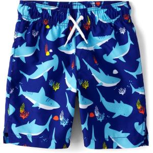 imageThe Childrens Place Boys Swim TrunksNavy Shark Print