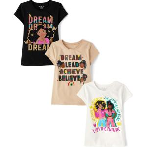 imageThe Childrens Place Girls All HolidaysBirthdays Short Sleeve Graphic TShirts3 PackDreamGirlFuture