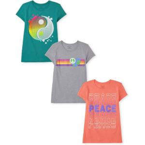 imageThe Childrens Place Girls All HolidaysBirthdays Short Sleeve Graphic TShirts3 PackPeaceEarth HeartYin Yang
