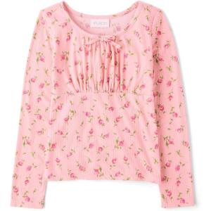 imageThe Childrens Place Girls Everyday Casual Long Sleeve Knit ShirtsPink Carmine