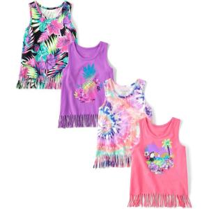 imageThe Childrens Place Girls Graphic Fringe Tank TopsIn the Pink 4pack