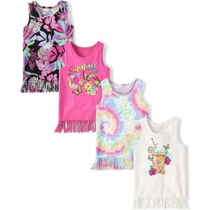 imageThe Childrens Place Girls Graphic Fringe Tank TopsSugarcandy 4pack