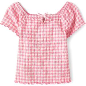 imageThe Childrens Place Girls Smocked Short Sleeve TopsCosmos Keyhole