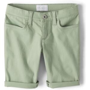imageThe Childrens Place Girls Solid Skimmer ShortsSoft Fern