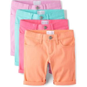 imageThe Childrens Place Girls Solid Skimmer ShortsSolid Multicolor 4pack