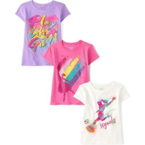 imageThe Childrens Place Girls SportsTrendsIcons Short Sleeve Graphic TShirts3 PackPlay Like GirlDancerGoals