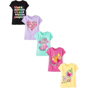 imageThe Childrens Place Girls Trends Icons Short Sleeve Graphic Tshirts 5PackYummy Foods