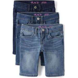 imageThe Childrens Place Girls Twill Skimmer ShortsDark Wash 3pack