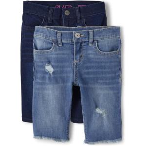 imageThe Childrens Place Girls Twill Skimmer ShortsThistle Wash Denim 2pack